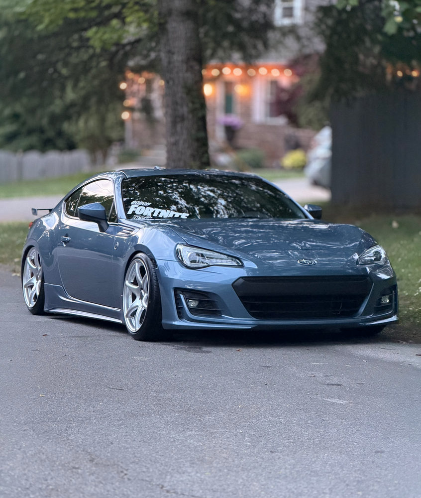 Blue Subaru BRZ after a mobile detail in a Knoxville driveway
